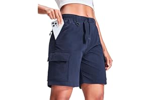 Haimont Women's 7 Inch Hiking Cargo Shorts with Belts Elastic Waist Nylon Quick Dry Water Resistant Camping Travel Trekking
