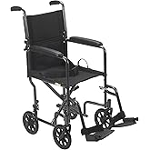 Drive Medical Folding Transport Wheelchair, Swing-Away Footrest, Silver | Lightweight Transport Wheelchair Folds for Easy Storage and Travel with Swing-Away Footrest for Simple Transfers