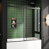 Foskbaths Bathtub Sliding Door, 55"-60" W x 56" H Tub Shower Door, Bathtub Glass Door Bathtub Double Sliding Shower Door Temp
