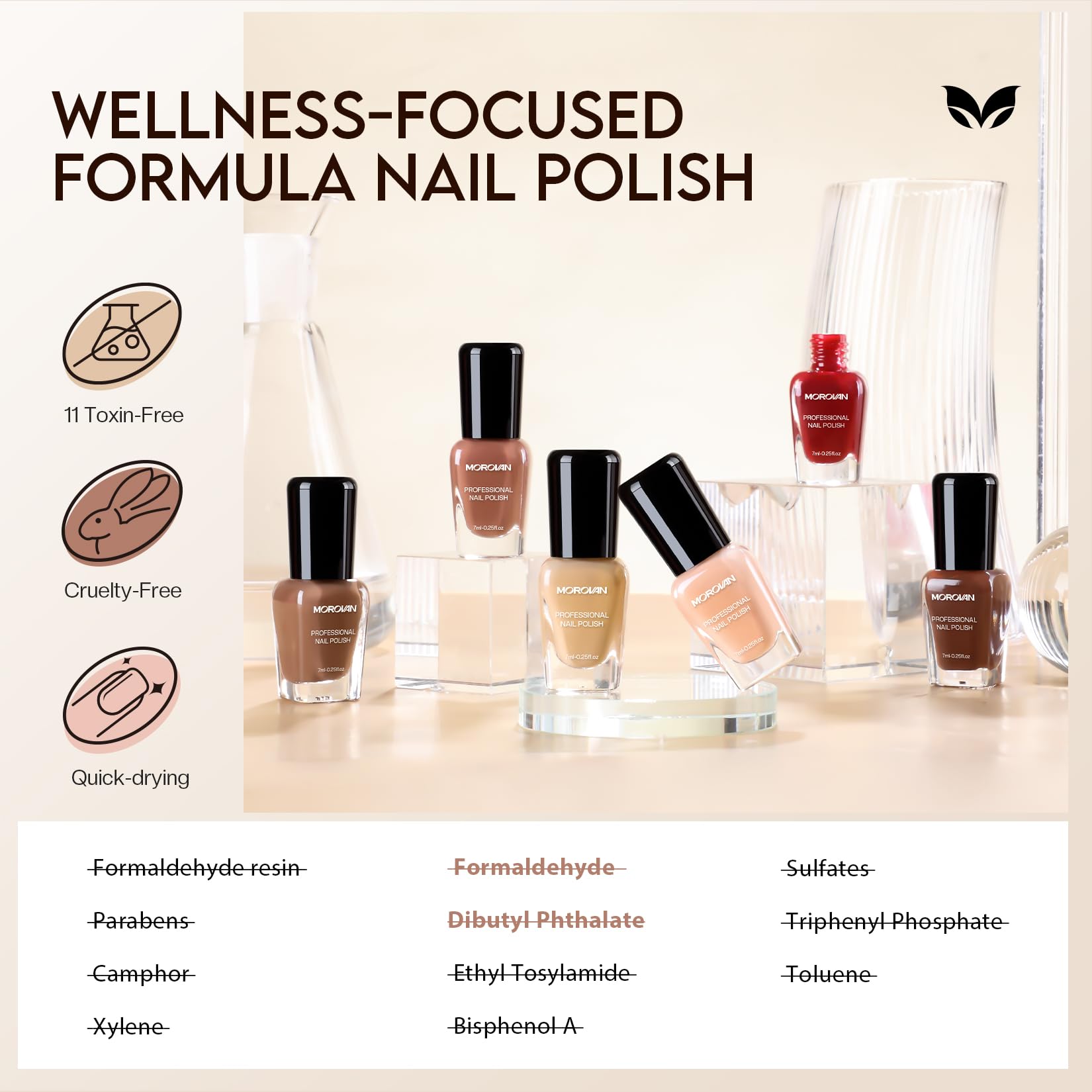 Morovan Brown Nail Polish Set: Fall Winter Nude Nail Polish Kit Regular Air Quick Dry Fingernail Polish Pack for Women Nail Art Design Gift Holiday Party - Image 2