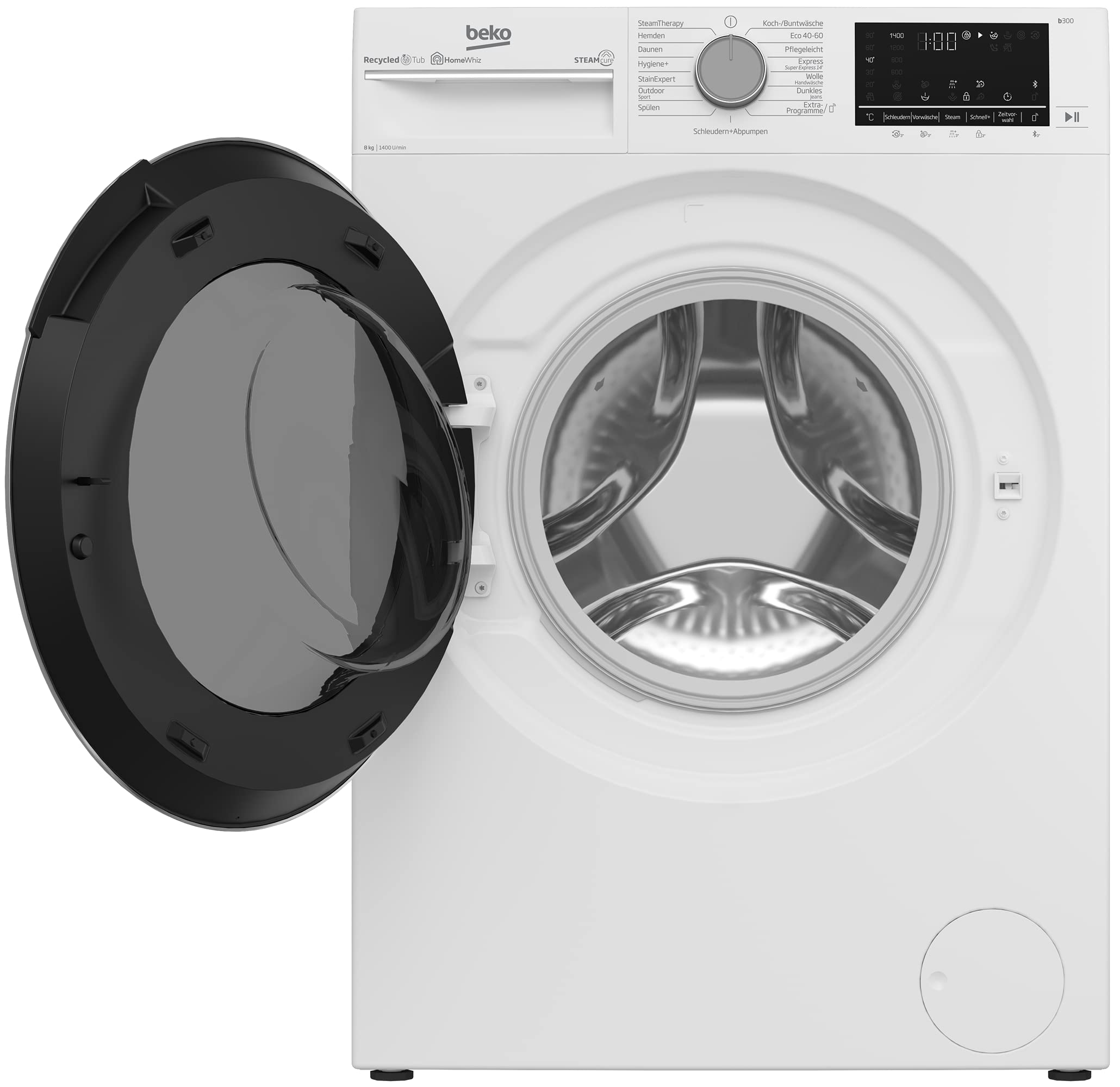 Beko B5WFU584135W Waschvollautomat, 8kg, Waschmaschine, Restzeitanzeige und Schleuderwahl, 1400 U/min, SteamCure Dampffunktion, allergikergeeignet, AquaWave Schontrommel, Bluetooth-Steuerung, Weiß 6