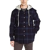 Wrangler Authentics Men's Long Sleeve Quilted Lined Flannel Shirt Jacket with Hood