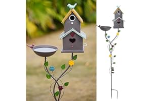 HLQMFHT 60.6" H Bird Baths for Outdoors,Metal Bird Bath Bowl,Birdhouses for Outdoors with Pole,Birdhouses for Outdoors,Garden Yard Decor