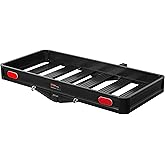CURT 18113 49 x 22-1/2-Inch Black Aluminum Hitch Cargo Carrier, 500 lbs Capacity, 2-in Fixed Shank