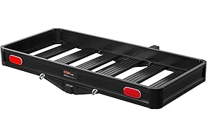 CURT 18113 49 x 22-1/2-Inch Black Aluminum Hitch Cargo Carrier, 500 lbs Capacity, 2-in Fixed Shank