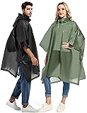 Borogo 2 Pack Rain Ponchos for Adults Reusable