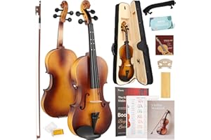 Violin,Kmise 4/4 Full Matte Acoustic Violins,Fingerboard Fret Markings Fiddle Set for Adults Beginners with Hard Case with Hy