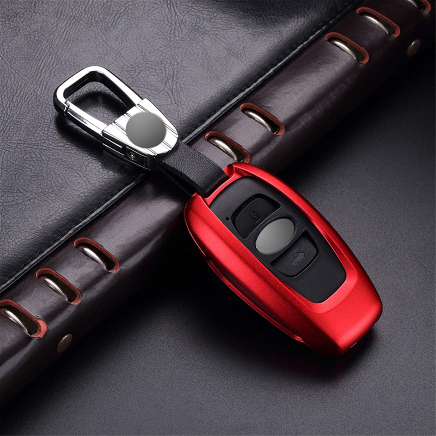 MissBlue New Car Key Fob Cover For Subaru Ascent BRZ Crosstrek Forester Impreza Legacy Levorg Outback STI WRX XV Smart Remote Key, Aluminum Car Key Case Cover Protector With Keychain - Red