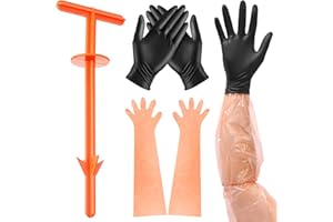 Tellingyou Field Cleaning Tool with Field Dressing Gloves, Big Game Dressing Tool Combo Pack, Deer Processing 6 Pack Long and Short Gut Gloves for Deer Gutting, Deer Cleaning Kit Hunting Accessories