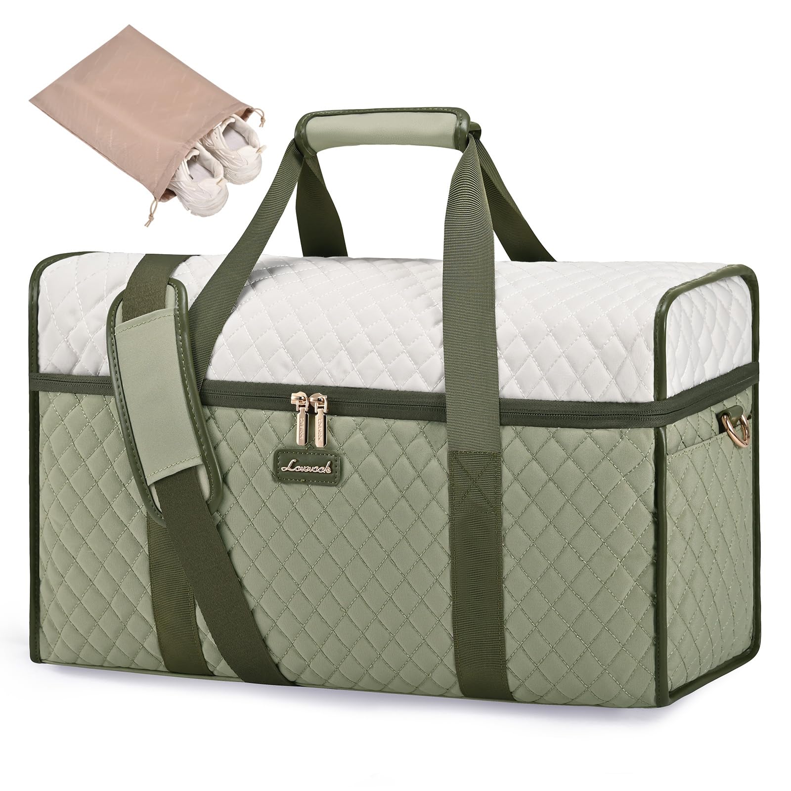 LOVEVOOK Travel Duffle Bag, Weekender Bags For Women, Carry On Duffel Bags, Personal Item Travel Bag With Toiletry Bag, Overnight Hospital Bag for Labor and Delivery, Gym Tote with Wet Pocket, 3Pcs Image