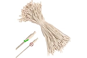 DASSNANE Supply Standard and Thickened Diameters Choose- 500Pcs 7.7 Inch Cotton Hang Tag String Fasteners with Plastic Snap Lock for Clothing, Shoes, Gift Tags, Price Tags & DIY Accessories(Thickened,Beige)