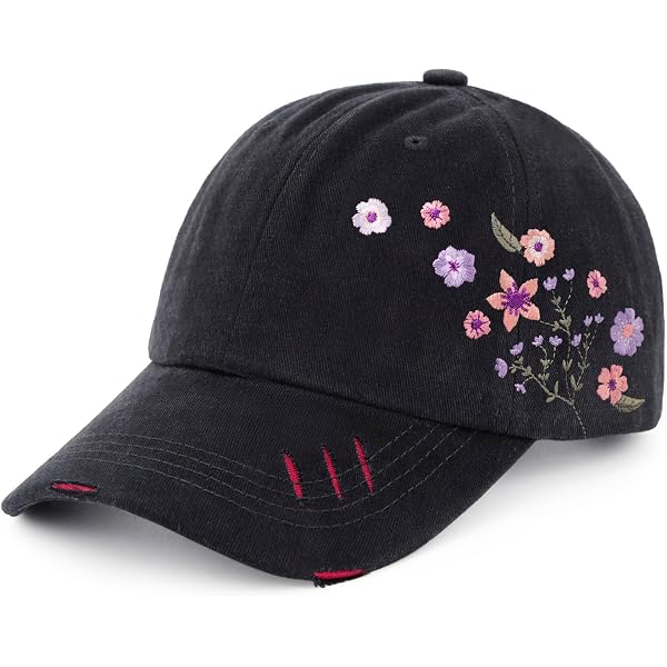 Women Embroidery Butterfly Baseball Cap Flower Print Bling  display picture 3