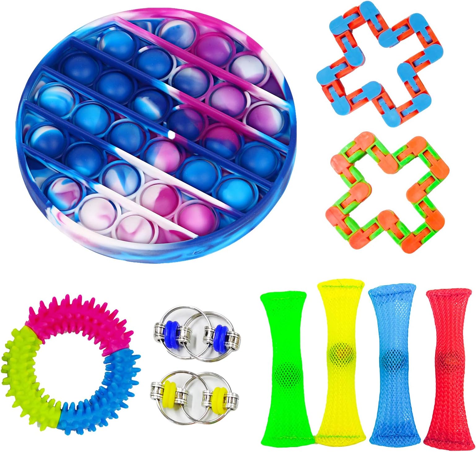 Ma.Lina.Ann Fidget Toys Set, Squeeze Toy, Sensory Relieves Stress Anxiety Squeeze Toy for Kids Teens Adults Autism (C-Purple Round (12PCS)