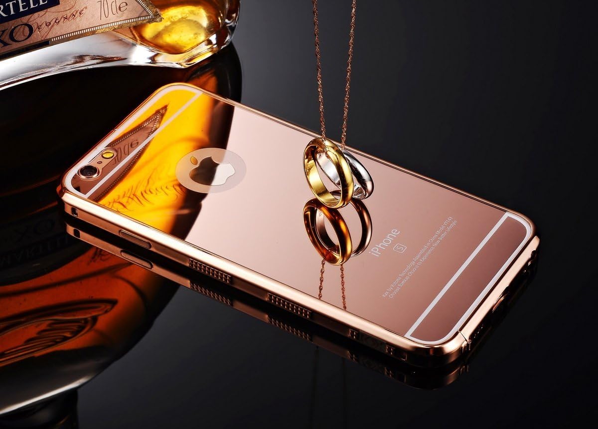 iPhone 6 Plus & iPhone 6S Plus : 2016 100% Scratch Resistant Tempered Glass Shinning Gold Mirror Cell Phone Case for iPhone 6 Plus & 6S Plus (Rose Gold)