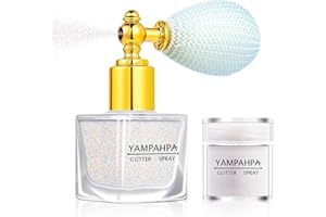 YAMPAHPA Vintage Body Glitter Spray, White Glitter Spray for Hair and Body Glitter Makeup, Extra Fine Hair Glitter for Rave Nail Christmas Craft Clothes, Include 1 Jar of Refills