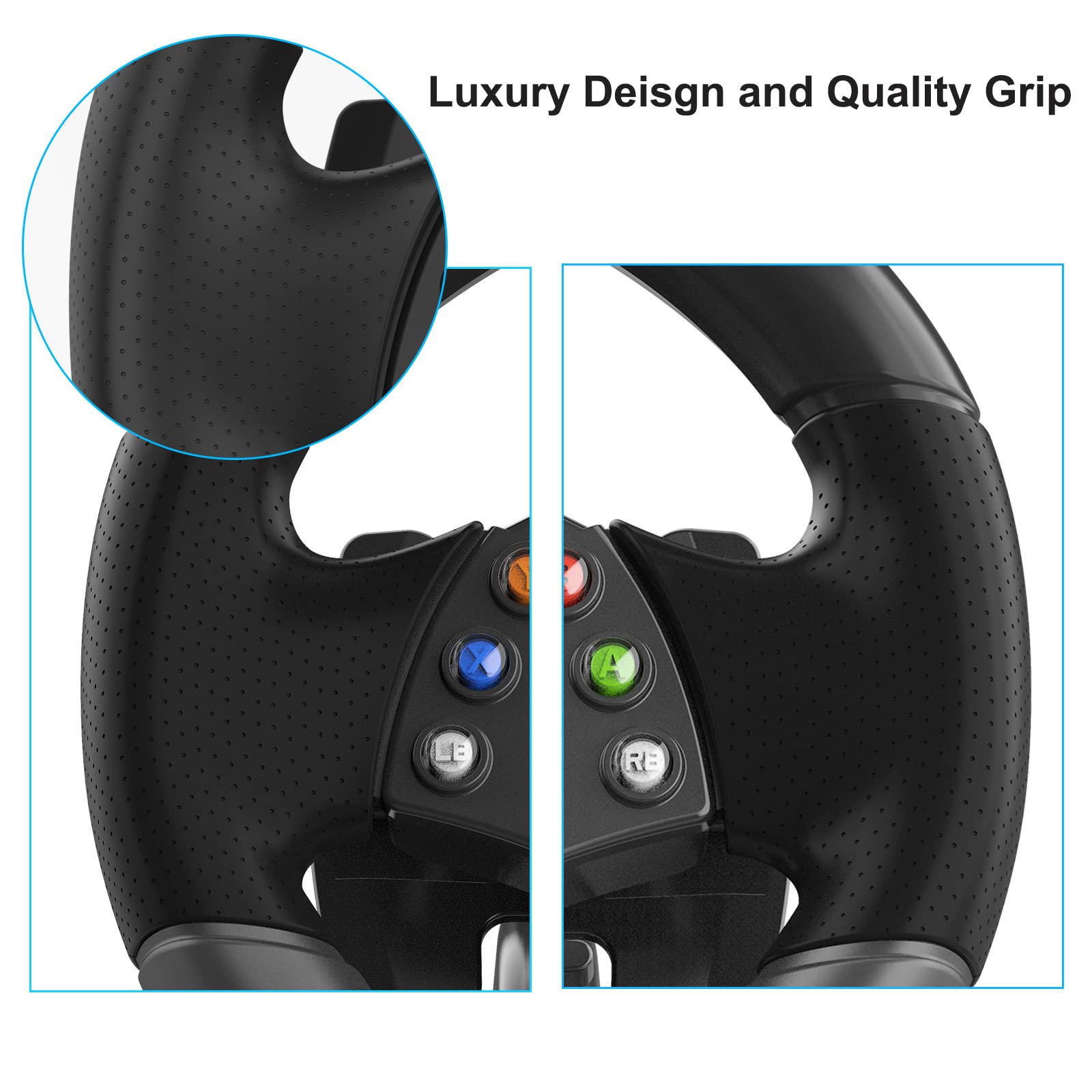 DOYO Gaming Steering Racing Wheel for Xbox 360, Volante para PC, 180 Degree Driving Wheels with pedals and Shifter for XBOX 360 / PS3 / PC/Switch/Android