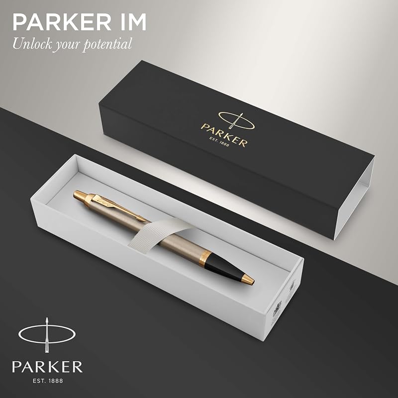 IM stylo bille | métal brossé | pointe moyenne| encre bleu | coffret cadeau