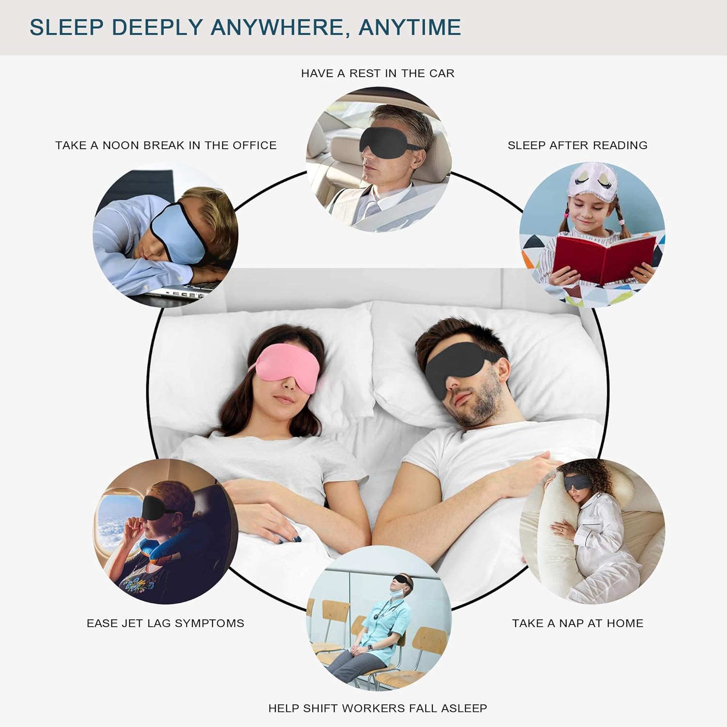 Fitglam Natural Silk Sleep Mask, Best Sleeping Mask Eye Mask Eye Cover for Travel, Nap, Meditation, Blindfold with Adjustable Strap for Men, Women : Beauty