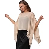 Eiaayer Sheer Chiffon Cape Shawl and Wraps for Women, Soft Capelet for Evening Dress, Wedding Capes Cover-Up Champagne