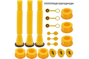 VIKKSAER Gas Can Spout Replacement (3 Kits Yellow), Flexible Nozzle with Anti-Spill Design, Fit for Most 1/2/5/10 Gallon Gas 