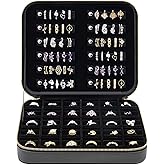 Luxury Velvet Ring Storage Organizer Case, Leather Ring Holder for Women/ Girls/ Mothers/ Wife, Portable Jewelry Display Box with Large Capacity for 90+ Rings, Earrings, Necklaces - Black(Case Only)