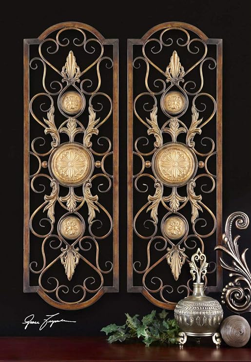 Globe Shop Set of Two Aged Bronze Metal Wall