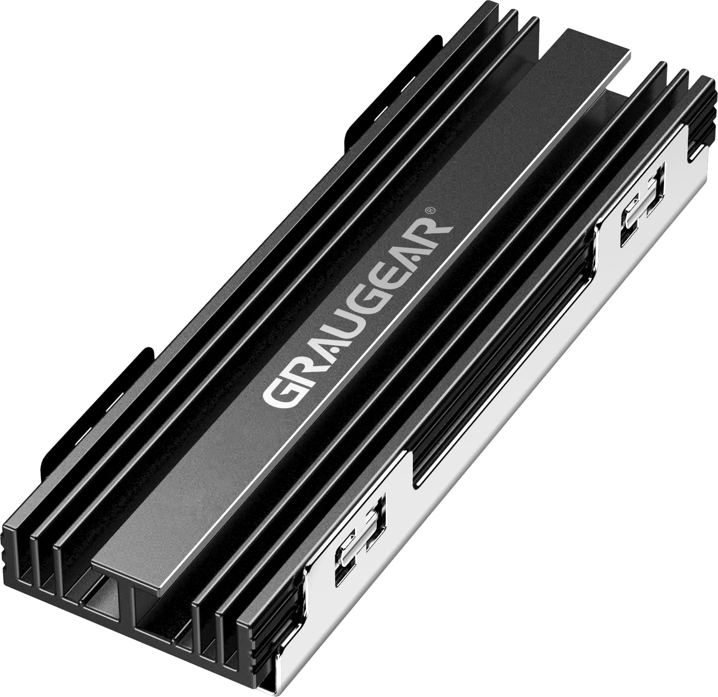 GRAUGEAR Heatsink for M.2 NVMe SSD (2280), Passive, M.2 Cooler Kit, Suitable for PlayStation®5, 2x Silicone Thermal Pad, Aluminium G-PS5HS02