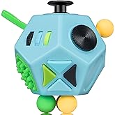 VCOSTORE Fidget Toys, 12 Sided Fidget Toy Cube for Adults Kids, Stress Cube Silent ADHD Autism Toys Anxiety Relief, Blue
