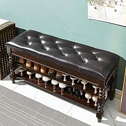 LEILISI Shoe Bench, Shoe Storage Bench with Cushion