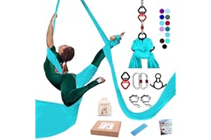 IONTACH Aerial Silks Yoga Swing Set Equipment - 11 Yards Aerial Yoga Hammock kit, Low-stretch fabrics for Beginner Dance, Full Accessories