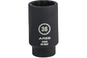 ARES 12050-36MM Axle Nut Socket - 12 Point Socket - Extra Deep 1/2-Inch Drive Impact Socket for Easy Removal of Axle Shaft Nuts