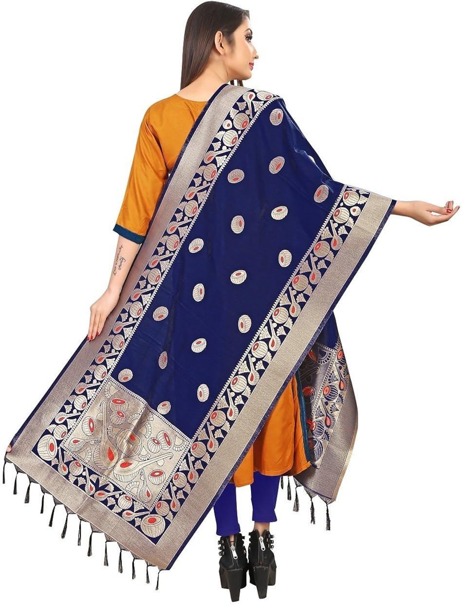 priyanshi fashion art silk zari woven dupatta/stole