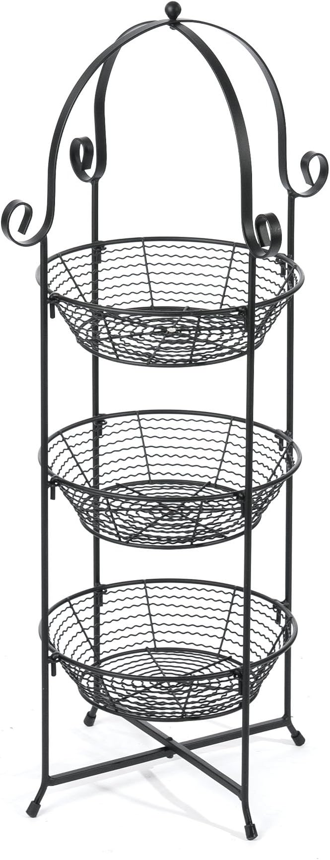 Skalny Round 3-Tier Black Zig Wire Storage Display, 11.5 x 30