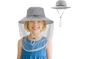MISSEIAR Bee Keeper Hat, Bug Net Hat, Fisherman Sun Cap for Hunting Hiking Gardening for Kids Grey