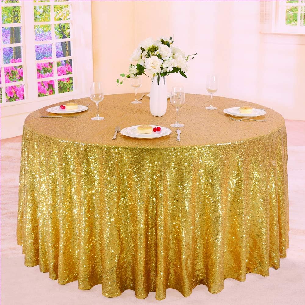 TRLYC 120" Round Wholesale Beautiful Sparkly Tablecloth