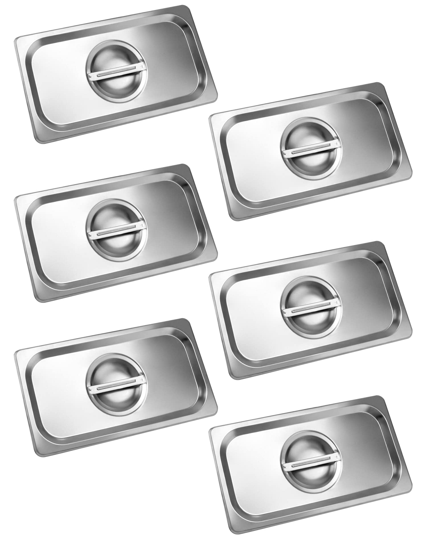 Photo 1 of QWORK 8 Pack of Stainless Steel Steam Table Lids, 1/3 Size Solid Hotel Pan Covers with Convenient Handles for Steam Food Pans, Featuring a Non-Stick Surface