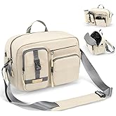 Cwatcun Camera Bag，SLR DSLR Canvas Sling Bag Small Compact Camera Shoulder Bag Crossbody Camera Case photography Purse for Canon Nikon Sony Fuji Mirrorless Cameras, White