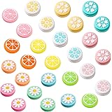 28 Pieces Soft Silicone Thumb Grip Caps Replacement Flower and Fruit Design Thumb Cover Analog Stick Cover Joystick Cap Compa