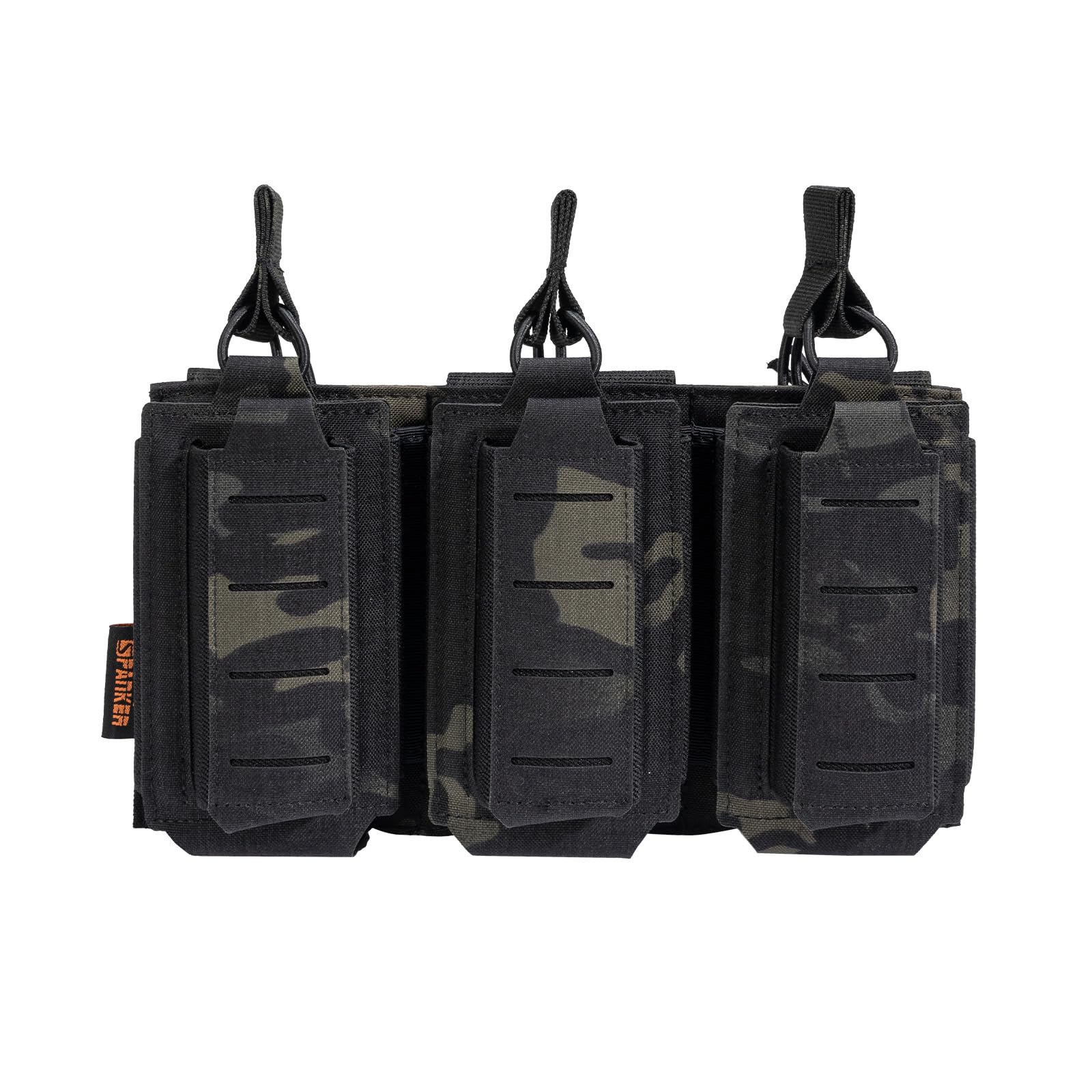 EXCELLENT ELITE SPANKER Tactical Molle Mag Pouch Pistol Mag Pouch for M4 M14 M16 AK AR Elastic Mag Pouch(Triple,MCB)