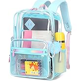 MUSEVOS Clear Backpack for School Heavy Duty Transparent Bookbag for Girls Clear Bags See Through Backpack Sport Events Concert Stadium Approved-Blue