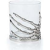 RHFF Halloween Skull Wine Glass, Skeleton Ghost Hand Wine Glass, Halloween Drinking Glasses, Skeleton Hand Goblet, Hotel Family Halloween Party Favors for Adults (D)