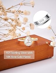 Oivley 2CT Pear Shaped Engagement Rings for Women