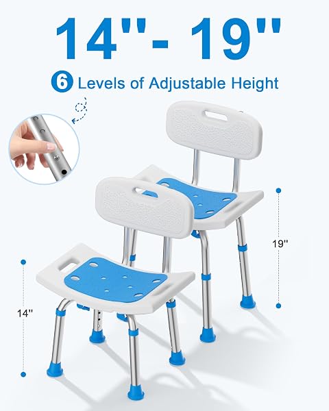 HOMLAND SHOWER CHAIR FOR INSIDE SHOWER WITH REMOVABLE BACK, 400 LBS HEAVY DUTY BATH SEAT FOR BATHTUB, SAFETY BATH STOOL FOR SENIORS AND DISABLED, ALUMINUM ALLOY FRAME