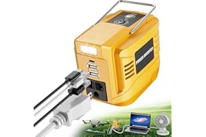 VAXCANZE 200W Power Inverter for Dewalt 20V, DC 20V to AC 110V Inverter, Portable Power Station with 2 USB Ports & 1 AC Outlet & 1 Type-C Fast Charging, Battery Adapter with LED, Battery Not Included