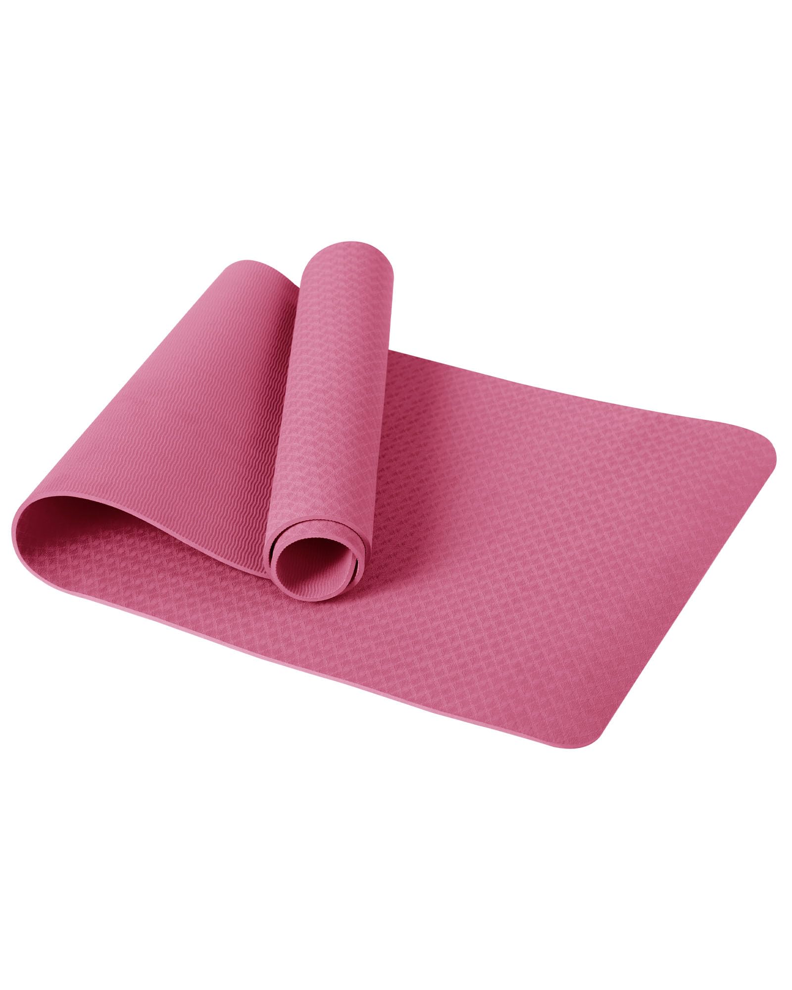 Good Nite Yoga Mat TPE Non-Slip Exercise Fitness Pilates Gymnastics Training Sport Mat Turn Mats Floor Gym with Carry Strap 183 x 61 x 0.6 cm (Red Plum)