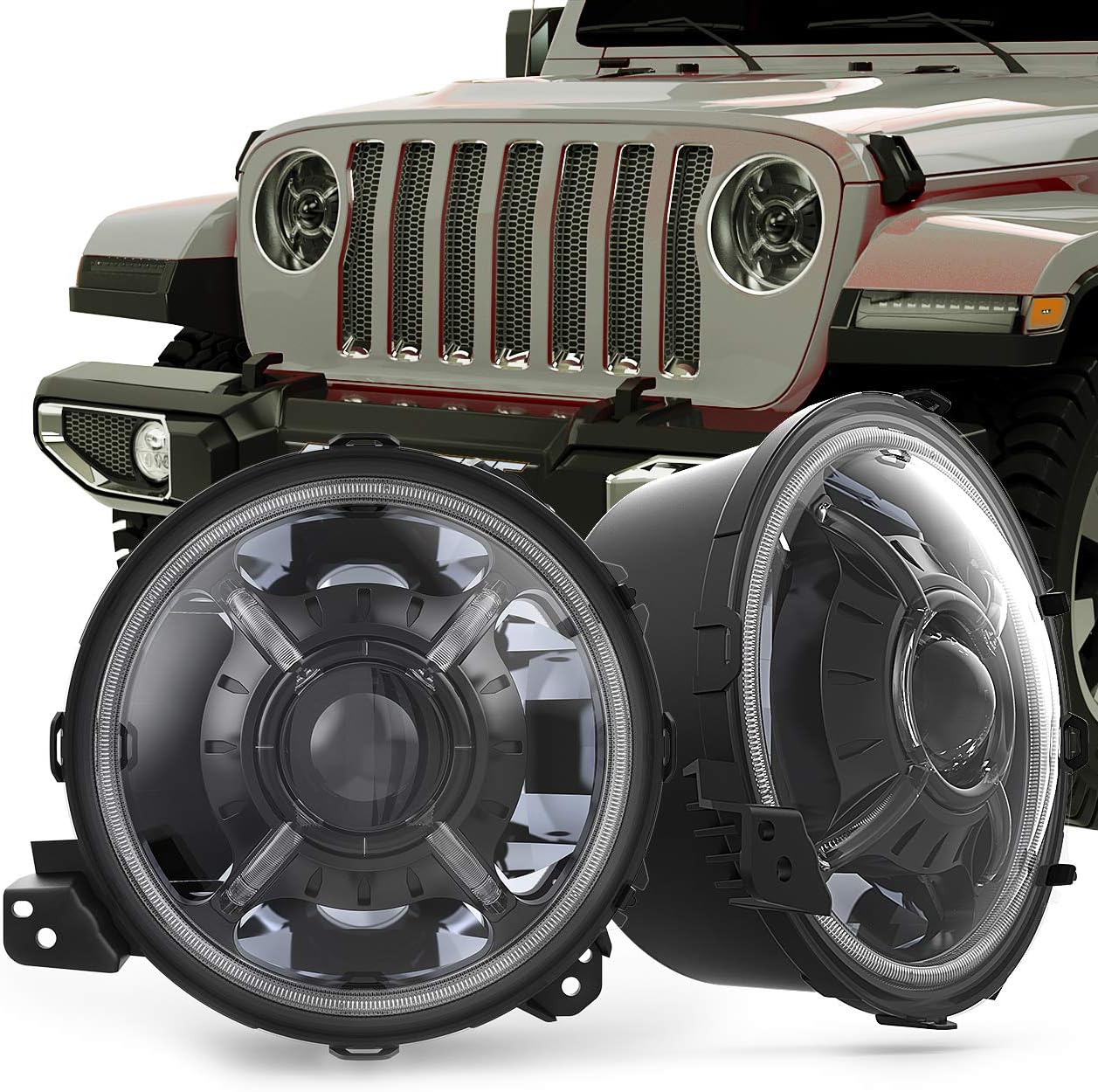 4X4FLSTC 9 Inch Round LED Headlights for 2018 Jeep JL LED