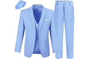 LOPEN STU Boys' Suit Kids Formal Tuxedo Suits for Boys Wedding Outfits Dress Vest Pants Suspenders Set Adjustable Waist