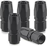 KOOTANS 5pcs 6AN Hose End Fitting Straight Swivel Fuel Line Fittings Black Aluminum 6AN Fittings for CPE Braided Fuel Hose