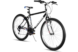 HH HILAND HILAND 24 26 Inch Adult Hybrid Bike, 21 Speed Commuter Bicycle, Mountain Bicycle for Women and Men with, High-Carbon Steel Lightweight Frame Urban Bike