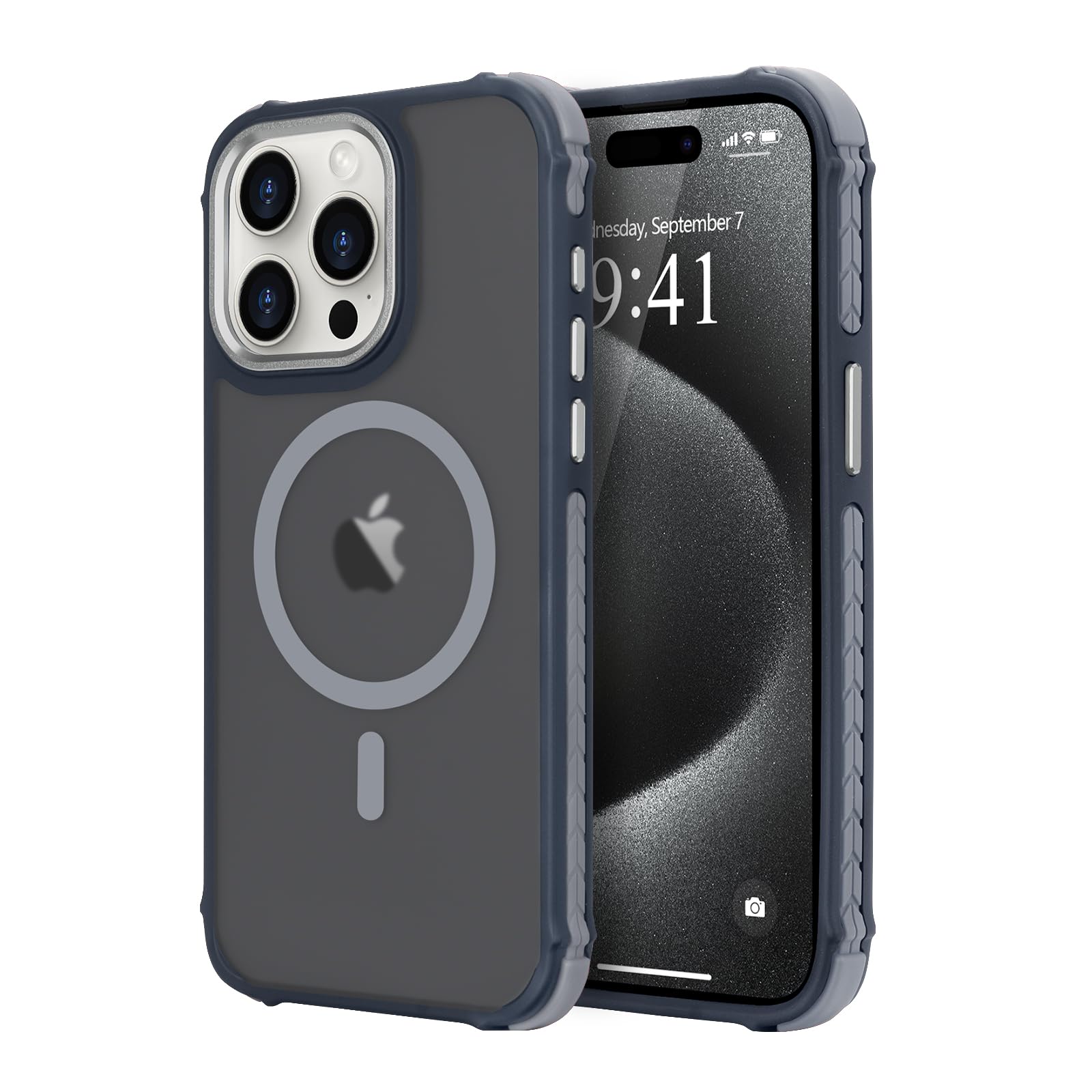 LLZ.COQUE Magnetic Case for iPhone 15 Pro Max, Compatible with Magsafe Translucent Matte Anti-Slip Phone Case, Military Grade Protection Rugged Shockproof Durable Cover for iPhone 15 Pro Max, Grey
